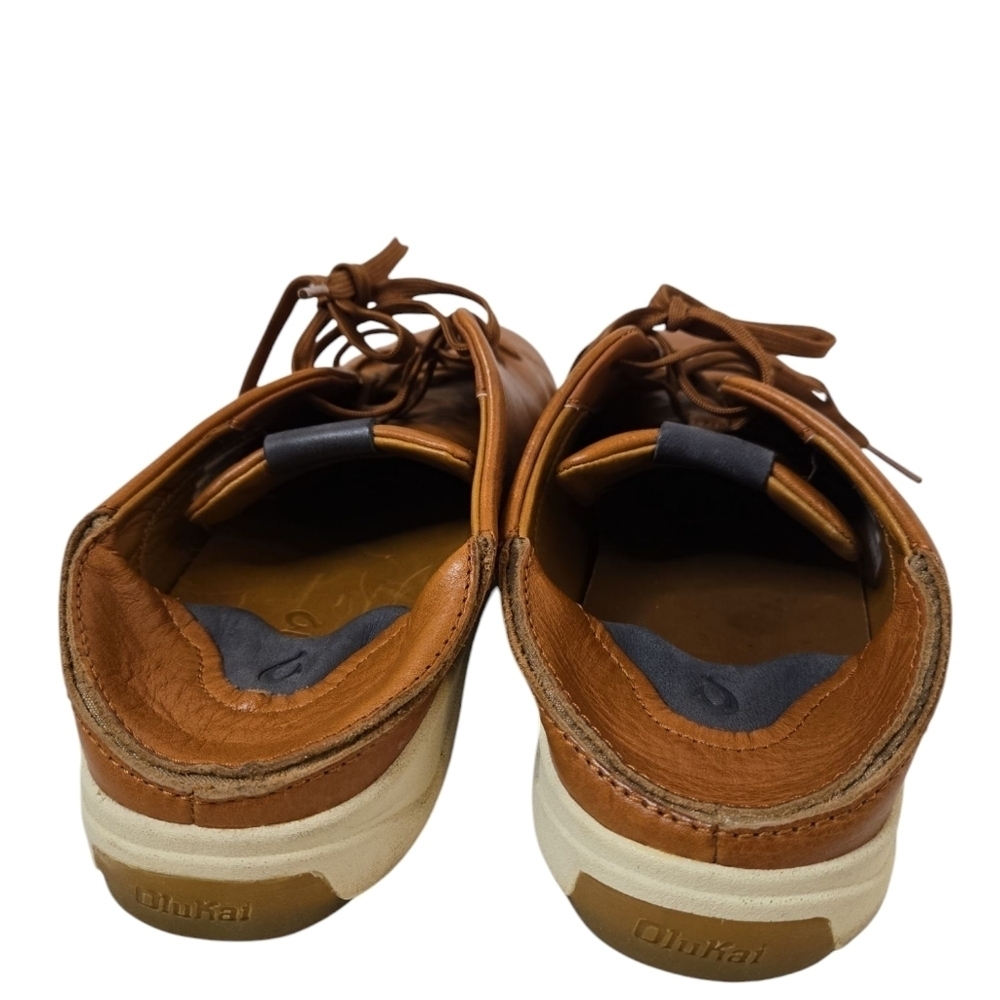 OluKai Men's Lae'ahi Lī 'Ili Leather Lace Up Sneakers- Fox Tan Brown - 9 M - Picture 8 of 9